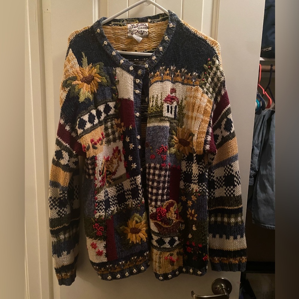 Hand Stitched Patchwork Cardigan Sweater